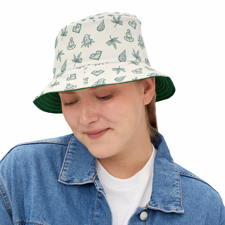 GŪD Icon Pattern Bucket Hat - Ivory - Image 3