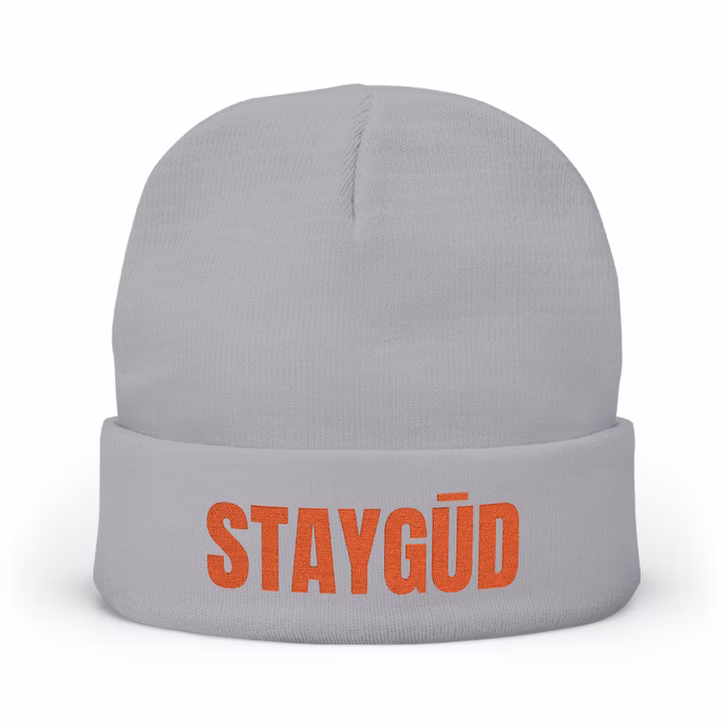 Stay GŪD Embroidered Knit Beanie - Orange - Image 3