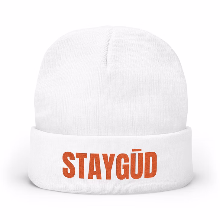 Stay GŪD Embroidered Knit Beanie - Orange - Image 7